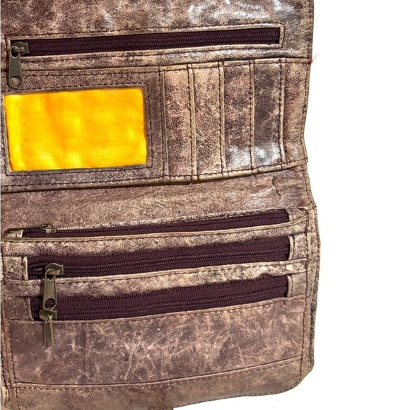 Latico Yellow and Brown clutch wallet bag - Picture 2 of 7